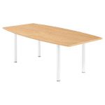 TABLE TONNEAU AVEC ÉLECTRIFICATION ACTUAL L. 200 X 100 CM - PLATEAU CHÊNE  - PIED TUBULAIRE BLANC