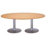 TABLE MODULAIRE OVALE - PIÈTEMENT TULIPE BLANC - PLATEAU CÈDRE