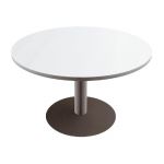 TABLE RONDE ACTUAL L. 100 X 100 CM, PLATEAU BLANC, PIÈTEMENT TULIPE ALUMINIUM