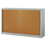 ARMOIRE MÉTAL CONFORT MAXI LARGEUR - A RIDEAUX - L. 160 X H. 100 CM - CORPS ALUMINIUM - RIDEAUX POIRIER