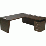 BUREAU X10 AVEC RETOUR SUR CAISSON 210X220X76 ÉBÈNE - QUADRIFOGLIO