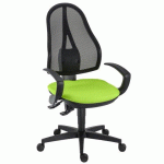 CHAISE DE BUREAU HOLLY TISSU ET MAILLE VERT - DOSSIER HAUT ACCOUDOIRS - MÉCANISME CONTACT PERMANENT - PIEDS NOIR