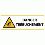 LOT DE 3 - SIGNALÉTIQUE DE DANGER - PICTOGRAMME TRÉBUCHEMENT - W007 - ISO 7010 297 X 105 MM VINYLE SOUPLE AUTOCOLLANT