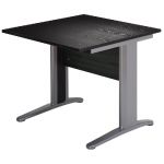 BUREAU DROIT PRONTO MÉTAL - L.80 X P.80 CM - PLATEAU NOIR - PIEDS L ALUMINIUM