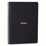 CAHIER SPIRALE RHODIA - 22,5X29,7CM - 160 PAGES 5X5 PERFOREES 4 TROUS - NOIRE POLYPRO