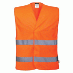 LOT DE 12 - PORTWEST ES474 ES1 ESSENTIAL GILET À DEUX BANDES HAUTE VISIBILITÉ ORANGE - TAILLE S