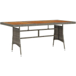 TABLE DE JARDIN GRIS 160X70X72 CM RÉSINE TRESSÉE ET ACACIA