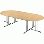 TABLE PLIANTE DEMI ROND CHROMELINE 140 HÊTRE PIED CHROMÉ