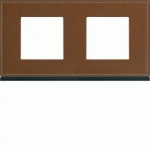 PLAQUE 2P H71 COFFEE LEATHER - APPAREILLAGE MURAL GALLERY HAGER WXP4912