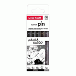 STYLO FEUTRE UNI BALL PIN MANGA SHOJO À CAPUCHON POINTE CALIBRÉES ASSORTIES - POCHETTE DE 5