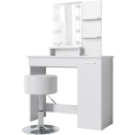 COIFFEUSE JULIA BLANC AVEC TABOURET ET ÉCLAIRAGE LED VICCO