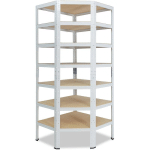 SHELFPLAZA - HOME 230X70X40 CM ÉTAGÈRE D'ANGLE BLANC / ETAGERE ANGLE EN METAL 7 NIVEAUX / ETAGÈRES D'ANGLE AVEC CAPACITÉ CHARGE 125KG PAR NIVEAU /