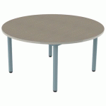 TABLE CARÉLIE RONDE Ø120 T3 STR POLY. ÉRABLE G. BEIGE/LAGON - MOBIDECOR