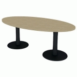 TABLE DE RÉUNION PLATEAU OVALE L.200 CHÊNE 2 PIEDS - QUADRIFOGLIO