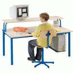 TABLE INFORMATIQUE MIMIZAN T5 - 200 X 90 CM PIÈTEMENT ROUGE RAL 3000 - MANUTAN COLLECTIVITÉS