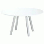 TABLE RÉUNION EVAN Ø 140 CM PIED ALU PLATEAU BLANC - MBA