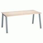 BUREAU DROIT INDIVIDUEL CHÊNE CLAIR 180 X 80 CM, PIÉTEMENT MÉTAL ALUMINIUM - ARCH