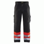 PANTALON HAUTE VISIBILITÉ NOIR/ROUGE FLUORESCENT TAILLE 38C - BLAKLADER