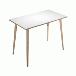 TABLE HAUTE HALDEN - H. 110 X L.160 X 80 CM - PLATEAU BLANC - PIEDS INCLINES EN BOIS CHENE
