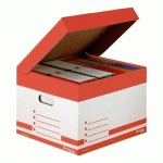 LOT DE 10 - CAISSE ARCHIVES MINI CARTON BRUNEAU - H 27 X L 39 X P 36 CM - HAUTE RÉSISTANCE - ROUGE