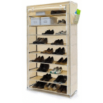 ETAGÈRE À CHAUSSURES 10 ÉTAGÈRES 45 PAIRES ETAGÈRE EN ACIER ET TISSU TNT BEIGE