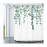 EUCALYPTUS RIDEAU DE DOUCHE ORGANIQUE NATUREL VERT FEUILLE AQUARELLE MIGNON FEUILLES BOTANIQUE PLANTE BRANCHE BOUQUET TISSU ÉTANCHE MAISON BAIGNOIRE