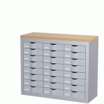 MODULE 3 COLONNES 24 TIROIRS H 75 CM PAPERFLOW ALUMINIUM