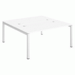 PÔLE 2 BUREAUX L 160 CM PLATEAUX BLANC - TEAM LINE PIÈTEMENT MÉTAL BLANC