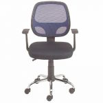 SIÈGE DE BUREAU TAMI MAILLE FILET HAUTEUR AJUSTABLE AVEC ACCOUDOIRS À ROULETTES HAUTEUR DOSSIER 46 CM NOIR / BLEU