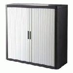 ARMOIRE À RIDEAUX DÉMONTABLE EASYOFFICE 104 X 110 CM CORPS NOIR - RIDEAU BLANC