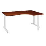 BUREAU COMPACT RETOUR À DROITE ACTUAL - L. 180 X P. 120 CM - PLATEAU WENGÉ - PIEDS L BLANC