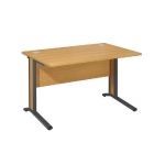 BUREAU DROIT VARIATION TENDANCE - L. 120 X P. 80 CM - PLATEAU HÊTRE - PIEDS ANTHRACITE - CARTERS FINITION HÊTRE
