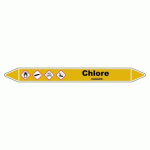 LOT DE 3 - MARQUEUR DE TUYAUTERIE - CHLORE - NFX 08-105 - VINYLE LAMINÉ 150 X 12 MM
