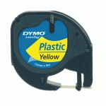 RUBAN ÉTIQUETEUSE PLASTIQUE DYMO LETRATAG S0721620 FOND JAUNE ÉCRITURE NOIRE 12 MM X 4 M