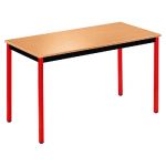 TABLE MODULAIRE DOMINO RECTANGLE - L. 120 X P. 60 CM - PLATEAU HÊTRE - PIEDS ROUGE