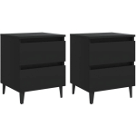 TABLES DE CHEVET 2 PCS NOIR 40X35X50 CM AGGLOMÉRÉ