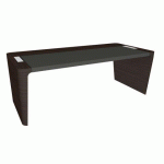 BUREAU DIRECTION XENNON L.190 X P.100 AVEC SOUS-MAIN EN CUIR - PLACAGE BOIS NOIR ÉBÈNE RAYÉ BOIS