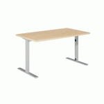 BUREAU DROIT OPTYMA L 140 CM PLATEAU CHÊNE PIEDS FINITION ALUMINIUM