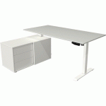 BUREAU RÉGLABLE AVEC RANGEMENT MOVE 1 - BLANC - GRIS CLAIR - KERKMANN