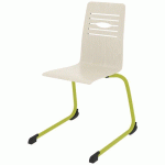 CHAISE COQUE YOGA PIÈTEMENT LUGE ACIER - BLANC PASTEL/VERT GRANNY - RODET