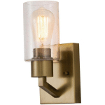 LAMPE MURALE DERYN E27 40W STEEL, CLAIR EN VERRE LAITON NATUREL L: 13,5 CM B: 11,4 CM Ø11.4 CM DIMMABLE