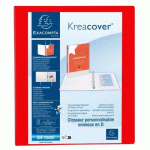 LOT DE 10 - CLASSEUR 4 ANNEAUX CARTONNÉ EXACOMPTA KREACOVER® PERSONNALISABLE A4 MAXI - DOS 4,7 CM ROUGE