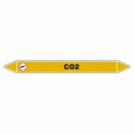 LOT DE 3 - MARQUEUR DE TUYAUTERIE - DIOXYDE DE CARBONE - NFX 08-105 - VINYLE 355 X 37 MM