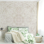 PAPIER PEINT INTISSÉ - MANDALA WATERCOLOR ORNAMENT BEIGE - MURAL CARRÉ DIMENSION HXL: 288CM X 288CM