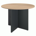 TABLE RONDE 100 CM PLATEAU CHÊNE CLAIR PIEDS CROIX PLEIN BOIS ANTHRACITE EXCELLENS