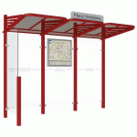ABRI BUS CONVIVIALE 3 M BARDAGE GAUCHE - ROUGE FONCÉ 3004 - PROCITY
