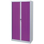 ARMOIRE MÉTAL CLASSTOUT COLOR - A RIDEAUX - L. 90X- H. 180 CM - CORPS ALUMINIUM  - RIDEAUX PRUNE