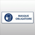 PANNEAU D'OBLIGATION ISO EN 7010 - MASQUE OBLIGATOIRE - M016  - 450 X 150 MM - VINYLE SOUPLE AUTOCOLLANT