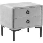 TABLE DE CHEVET EN VELOURS GRIS CLAIR AVEC 2 TIROIRS PRATIQUES INTÉGRÉS AJOUT IDÉAL POUR CHAMBRE À COUCHER AU STYLE MODERNE ET GLAMOUR BELIANI GRIS