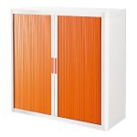 ARMOIRE POLYSTYRÈNE EASYOFFICE - A RIDEAUX - L. 110 X H. 104  CM - CORPS BLANC  - RIDEAUX ORANGE